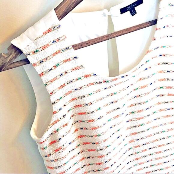 Francescas Quinn tweed striped shift dress cream Small EUC - Picture 5 of 14